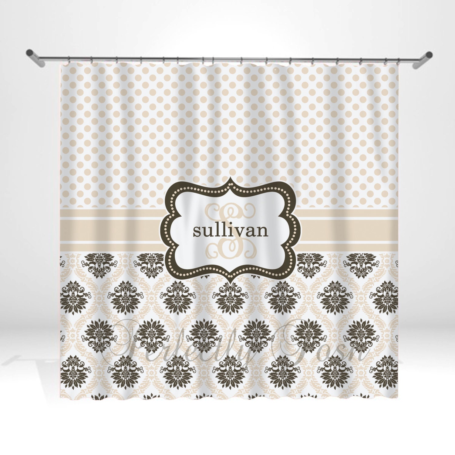 Personalized Damask Shower Curtain
