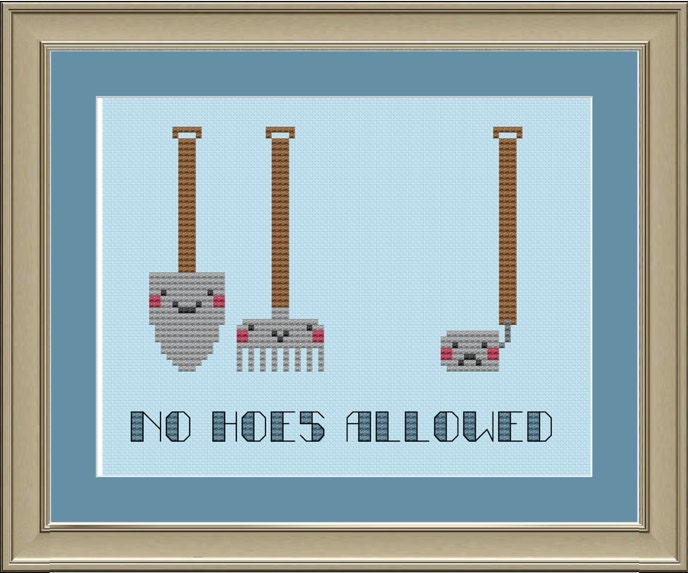 No hoes allowed: funny cross-stitch pattern