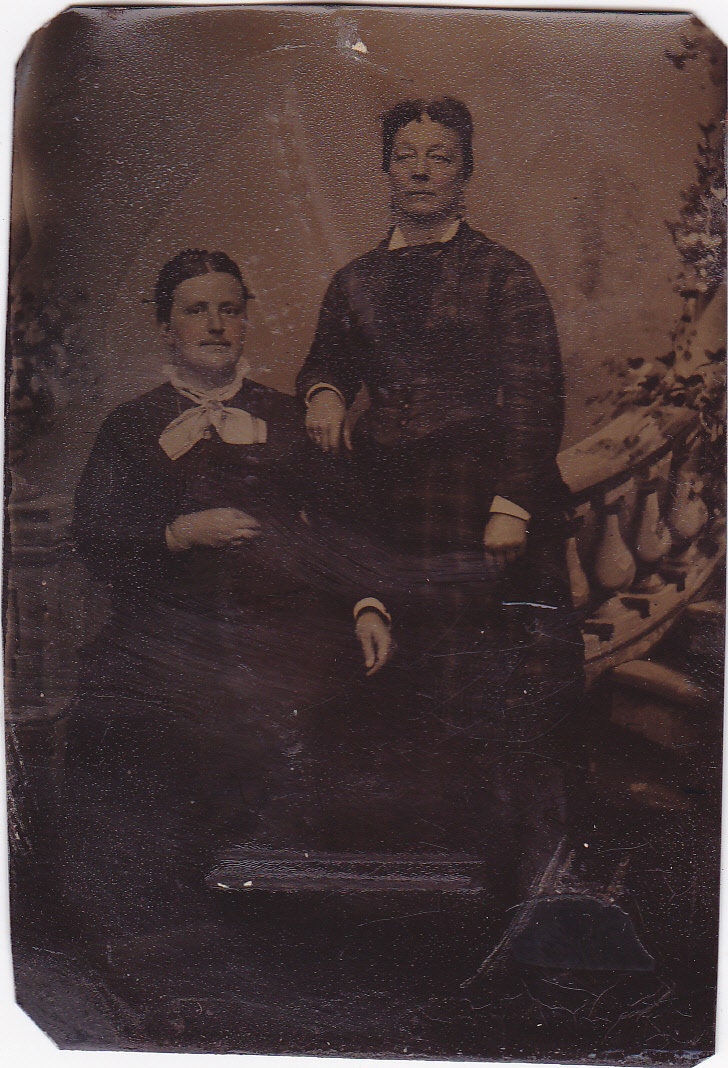 Tintype Photograph of Mother With Pregnant Daughter
