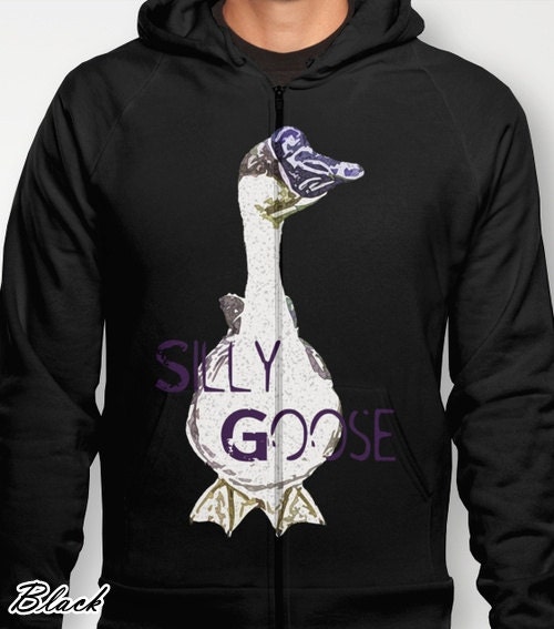 Goose (Geese) Graphic Print Zip-up Hoodie - "Silly Goose"