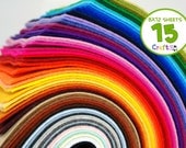 Wool Felt Sheets - 15 Sheets of 8" X 12" - You Choose your Colors