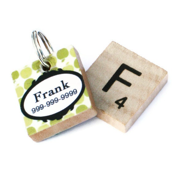 Green Apple Scrabble Dog Tag, Pet ID Tag