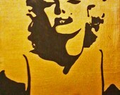 Marilyn Monroe Silhouette - Black and Gold Painting - Original Acrylic Painting - 9 x 13 - Geekery