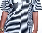 Black & White Striped Button Up