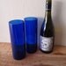 Upcycled Skyy Vodka Bottle Tumblers Drinking Glasses Tall Cobalt Blue Set of 2