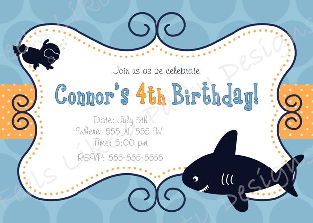 Custom Shark Birthday Invitation - FeelsLikeAParty