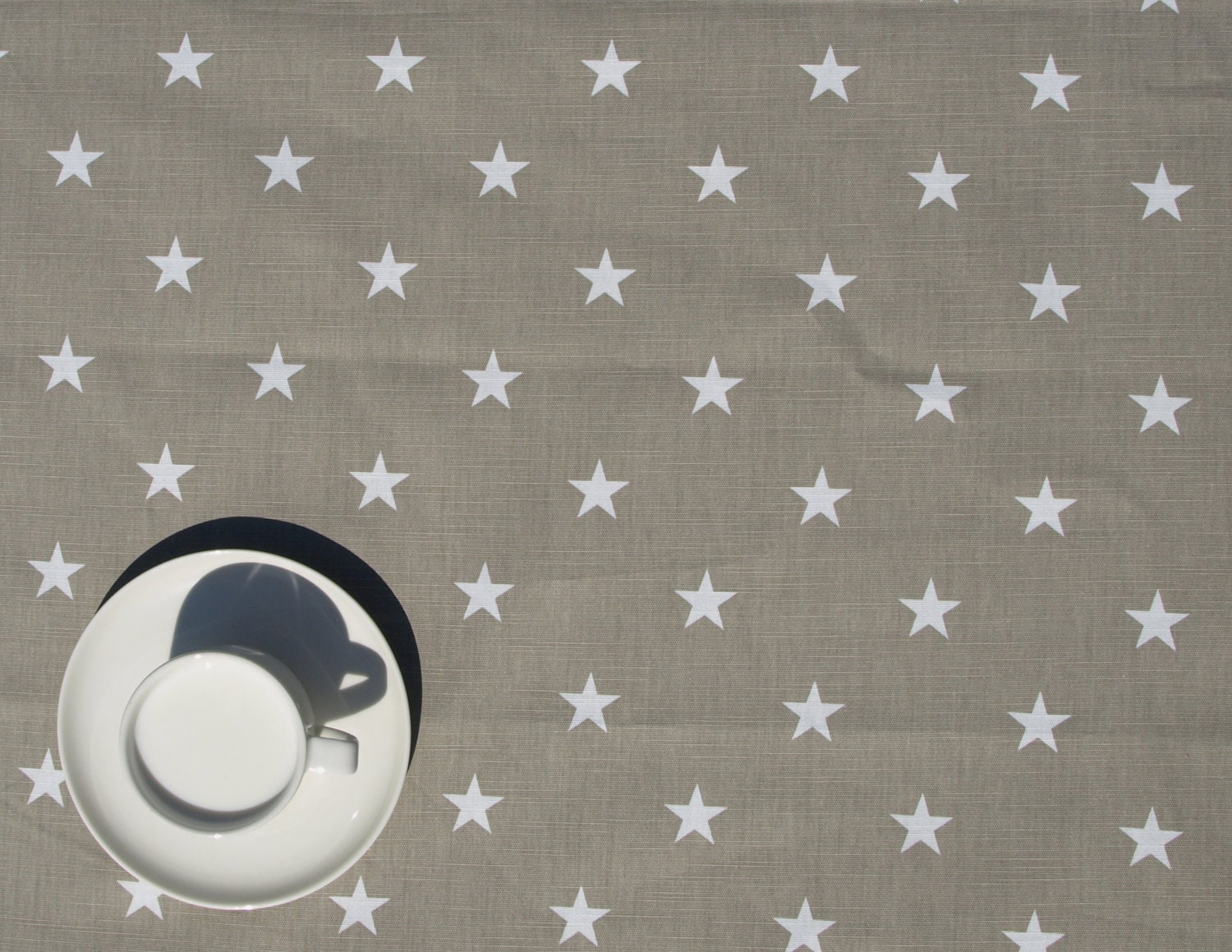 Tablecloth beige with white stars 37"x37" or made to order your size, also napkins and table runner available, with GIFT