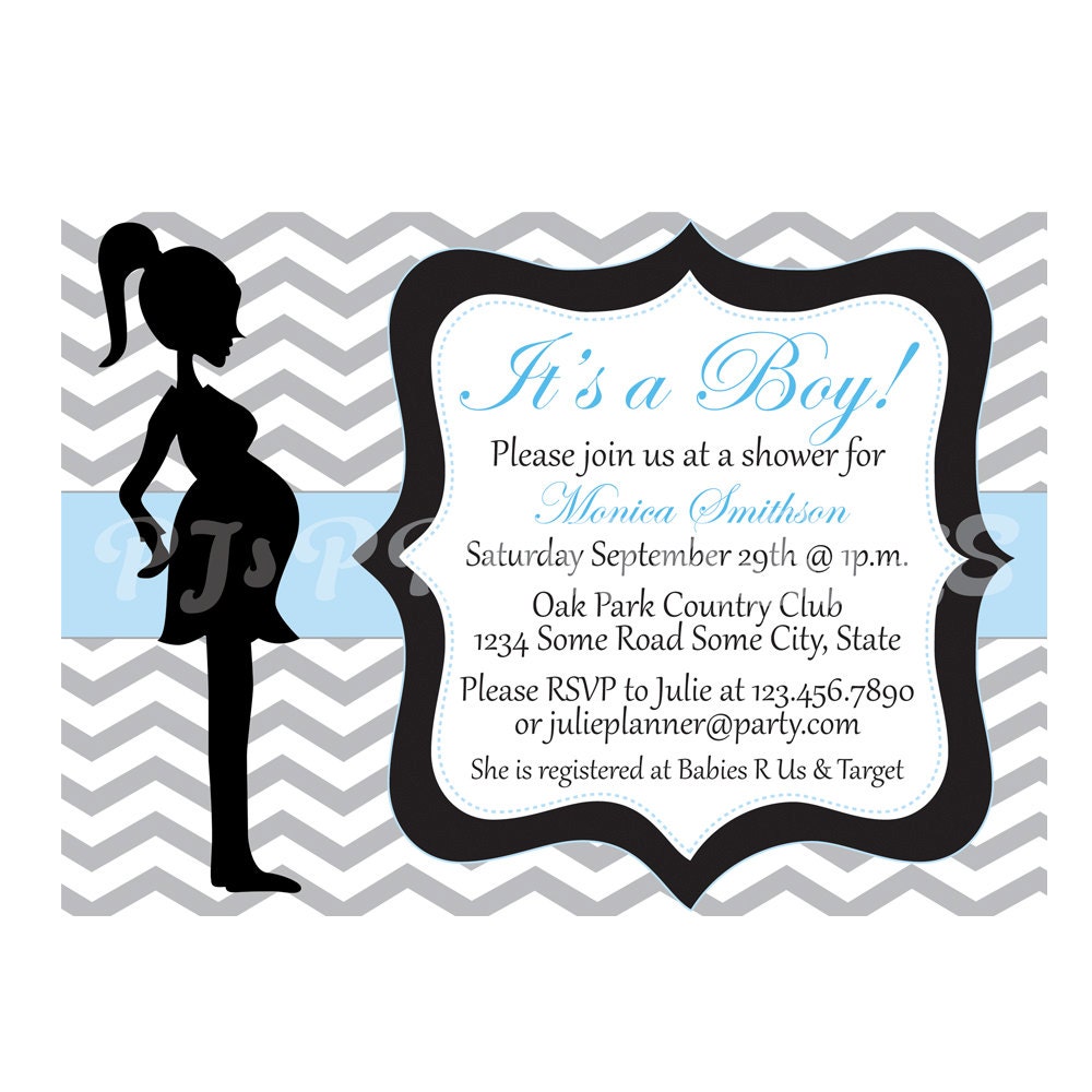 Blue Chevron Baby Boy Shower Invitation- Custom Digital File Il_570xn