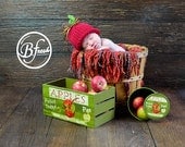 Baby Red Apple Hat - Fall - Halloween - Thanksgiving - Newborn Photo Prop - Sizes Newborn - Toddler