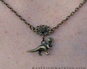 cute bronze charm dinosaur necklace