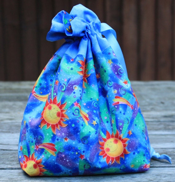 Sun and rainbow sock project bag