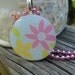 Pastel Flowers in Pink, Light Blue and Yellow, Wood