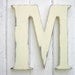 Nursery Letter M Wood Antique White Shabby chic Kids wall art Initial Alphabet Rustic Cabin Cottage Decor