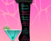 Printable Party Package Bachlorette Party - Sexy Boot and Cocktail - Pink, Teal & Black - Digital File