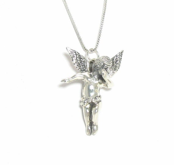 Sterling Silver Cupid Pendant Necklace