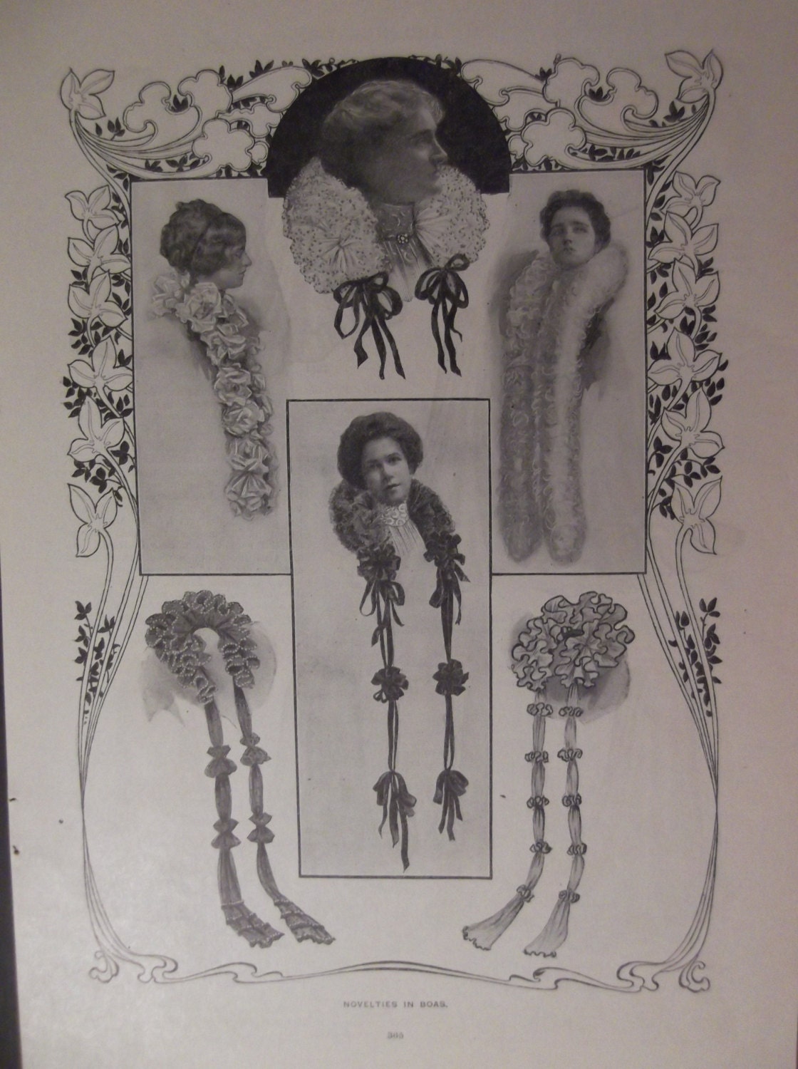 1901 NOVELTIES IN BOAS The Delineator Original Pattern Advertisement Vintage Fashion Prints Ready To Frame