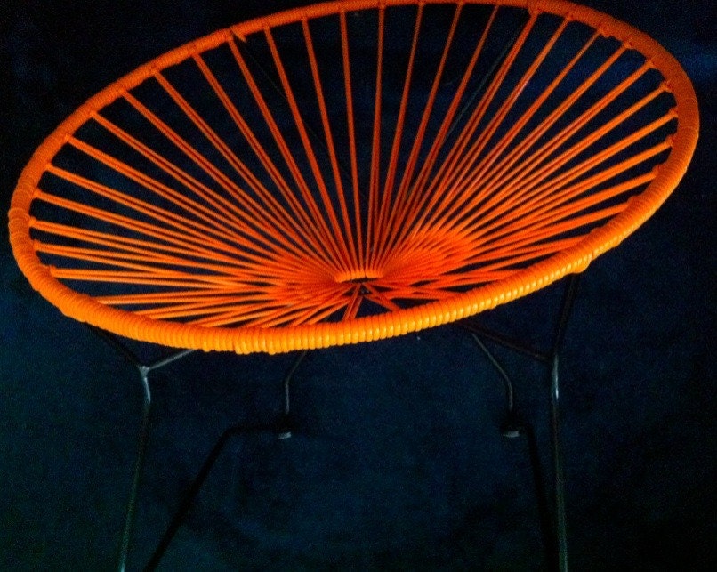 MID CENTURY modern retro style egg shell chair atomic orange black base Eames style Mad Men RARE