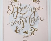 I love you to the moon and back wedding print 8.5 x 11