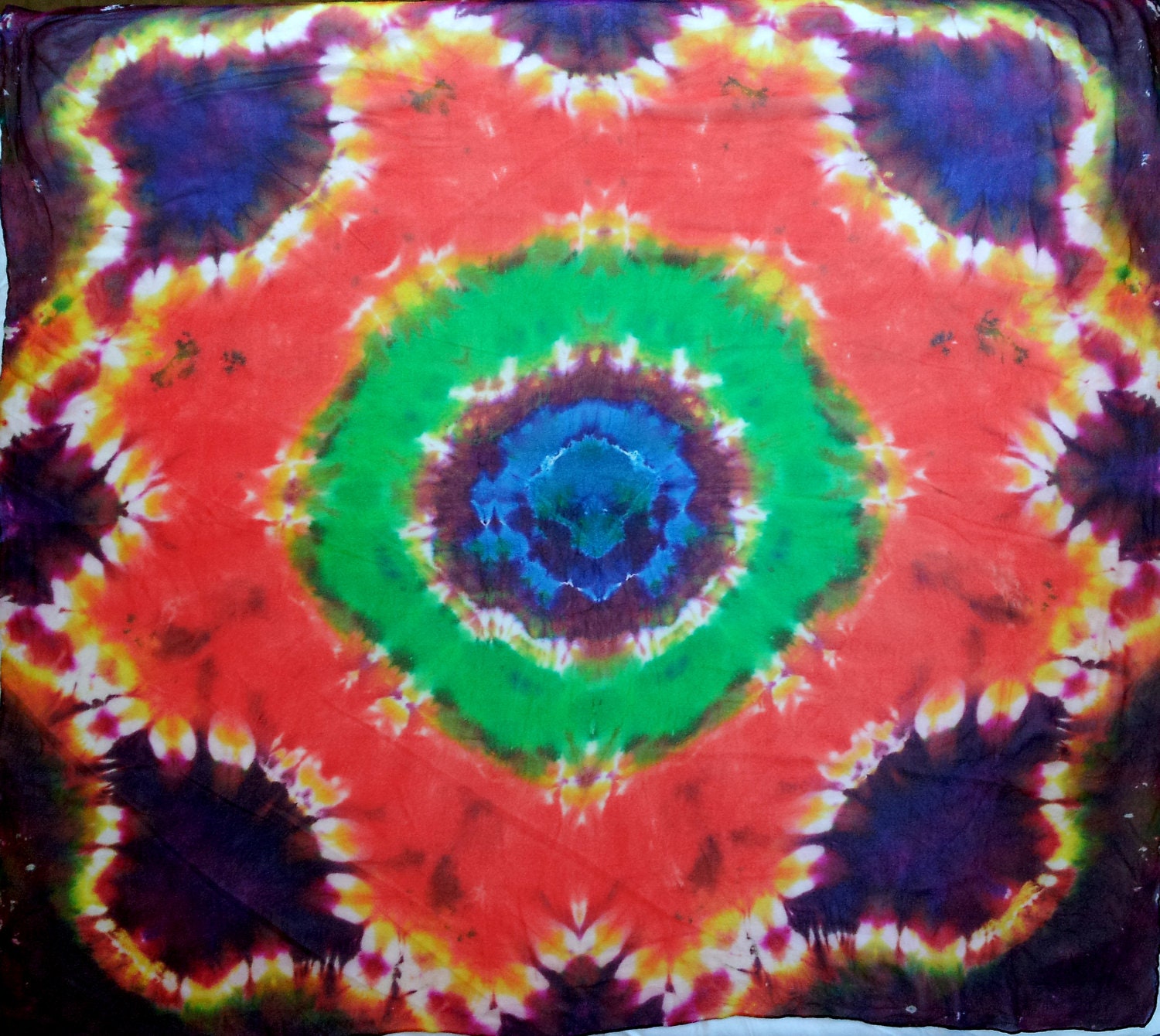 Mandala Tie Dye Chiffon Silk Scarf 44"x44"