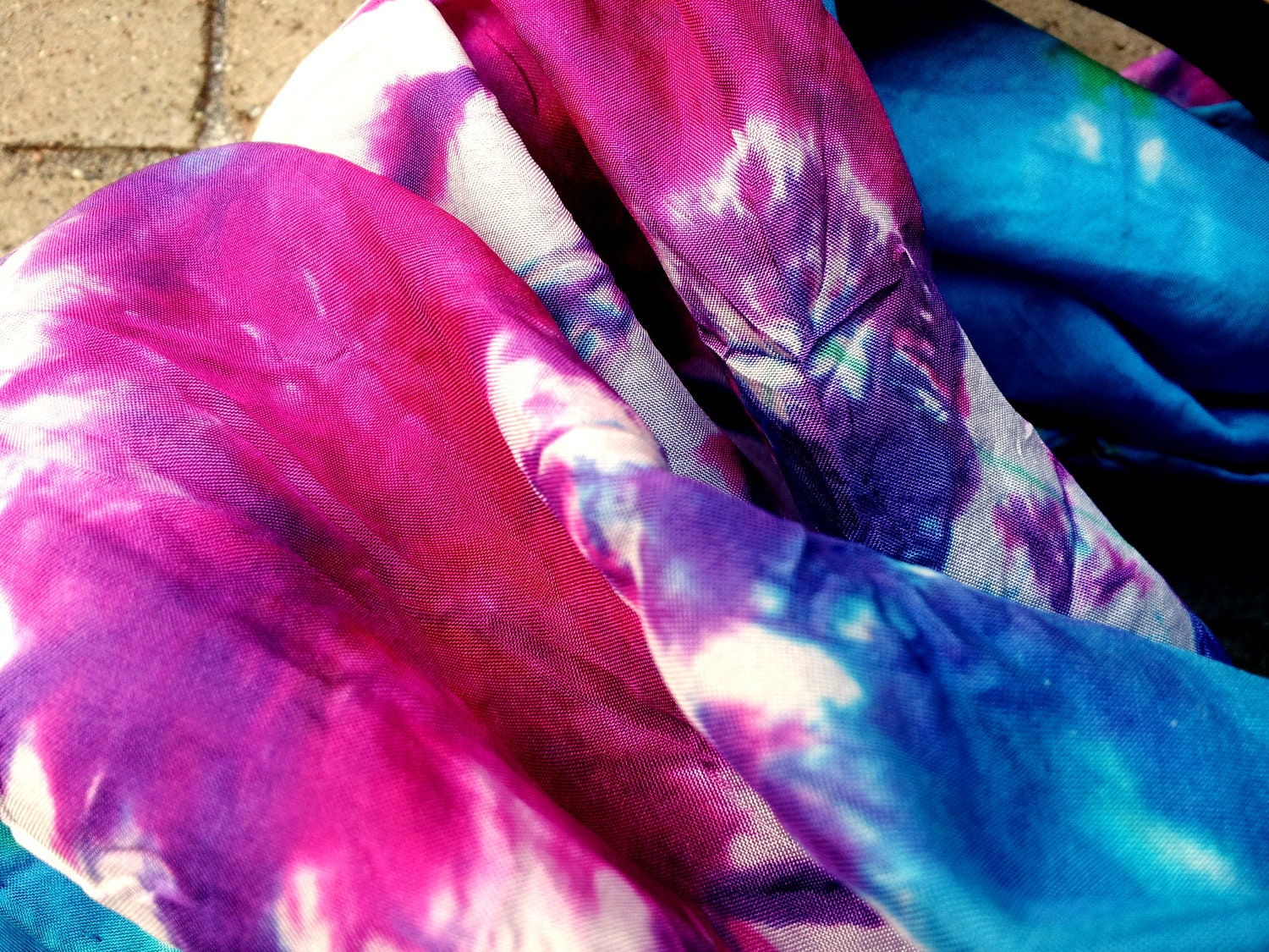 Heart Tie Dye Silk Scarf 11"x60"