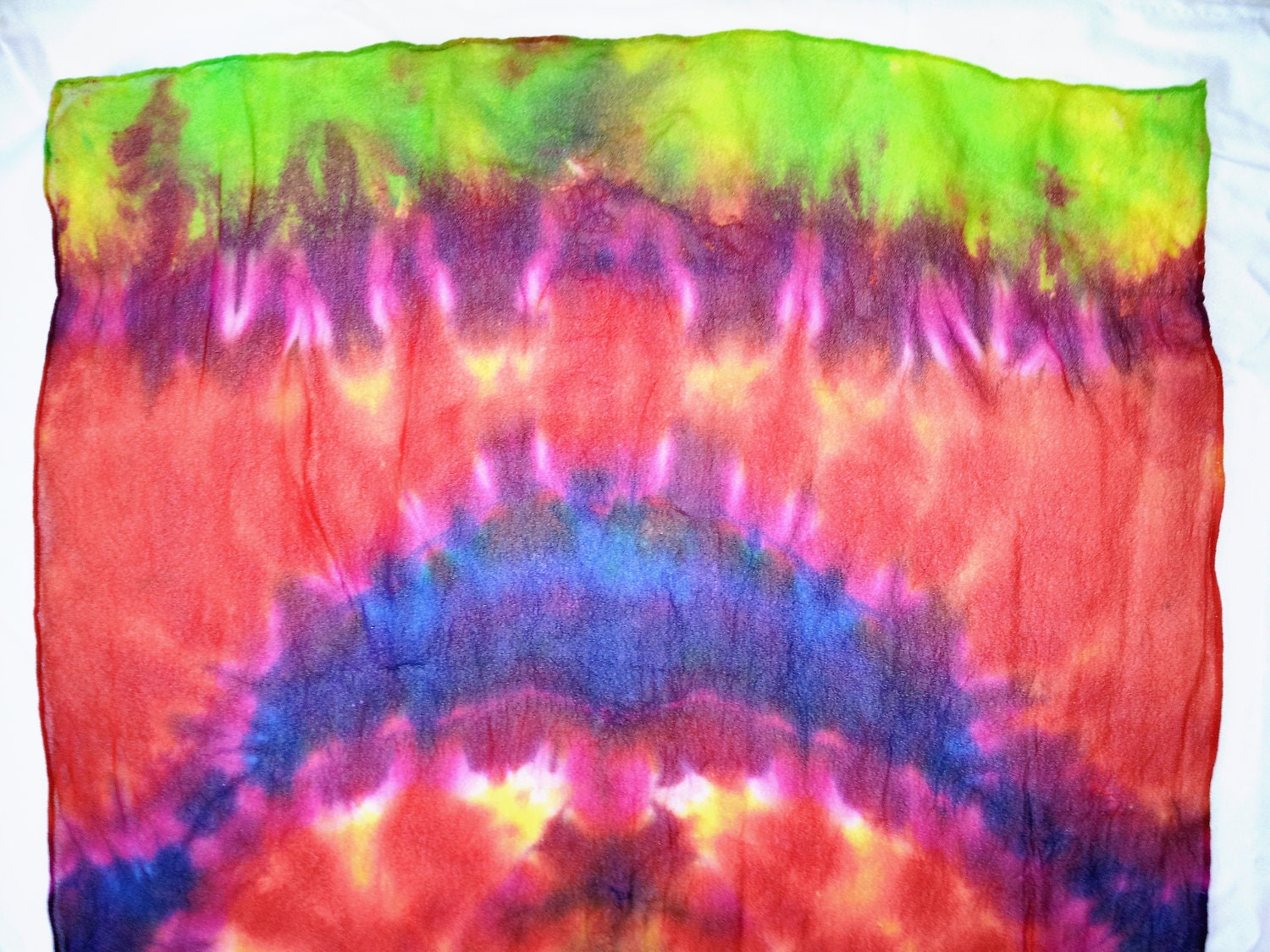Nebula Rainbow Tie Dye Chiffon Silk Scarf 22"x90"