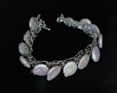 Sterling Silver wire wrapped/crochet Bracelet bangle white Pearls Bridal Luxe Collection handmade metal jewelry
