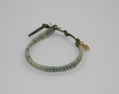Handmade Cotton Cord Woven Friendship Leather Wrap Bracelet w/ Charm