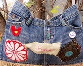 Denim Recycled, Redesigned Boho Cool Bag from Jean Skirt