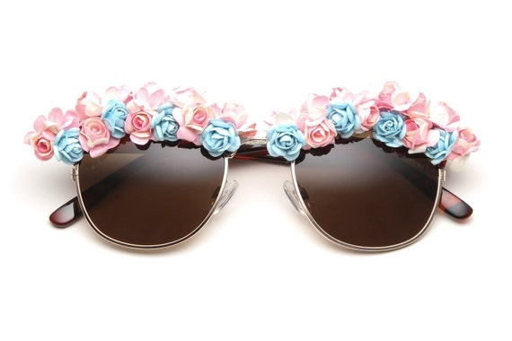 Victoria Flower Sunglasses (Pink/Blue/Tortoise)
