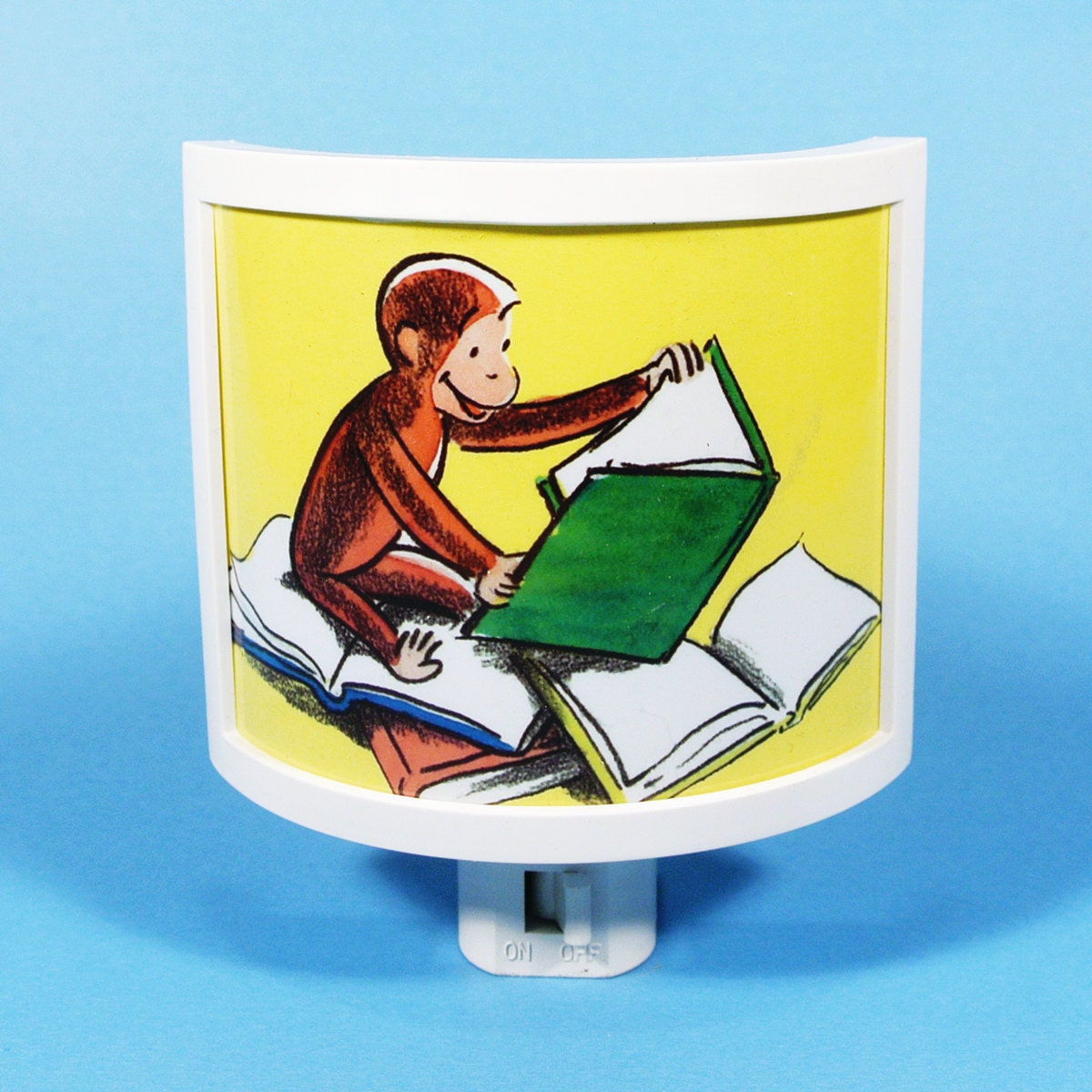 Curious George Reading a Book vintage kids book Night Light cute nursery bathroom hallway bedroom TAKE IT with