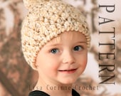 Pom Pom Beanie Hat - Easy Crochet Instant Download PATTERN PDF - Infant Baby Newborn Toddler Child Teen Adult Sizes -  Modern Crochet Cap