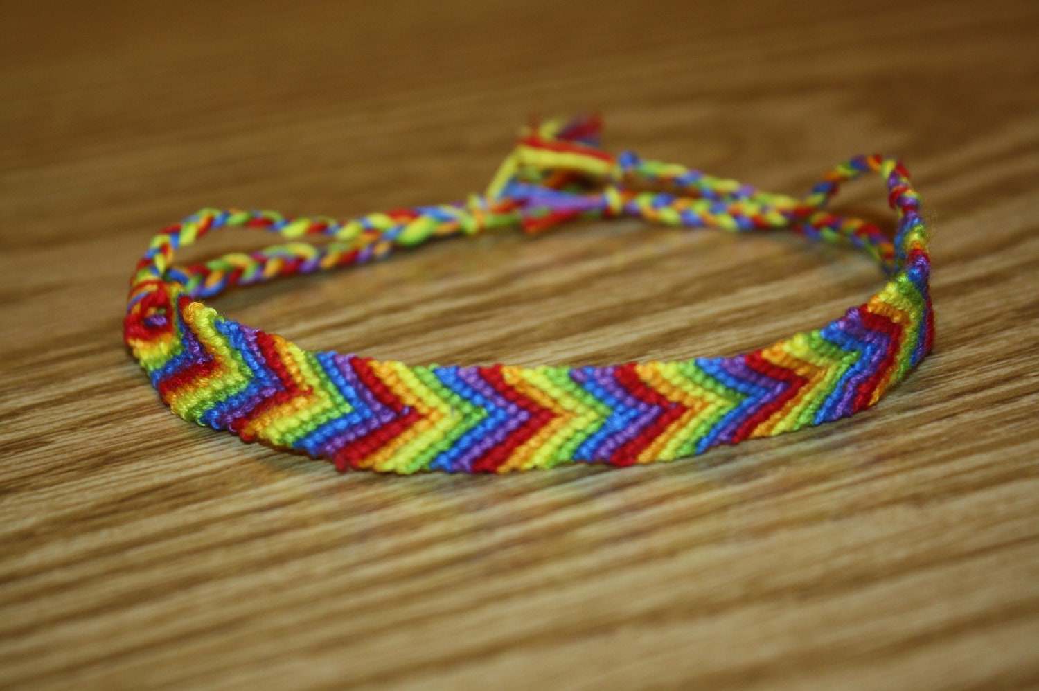 handmade 12-string friendship chevron/arrow multi-colored knit/woven ankle/wrist bracelet.