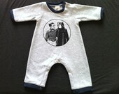 ON SALE White baby bodysuit, long sleeves onesie, Woody Allen, Annie Hall- newborn winter clothing, organic cotton, baby shower gift