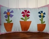 Wool Felt Flower Pillow - Small Throw Pillow