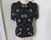 25% sale: Vintage short sleeve beaded top
