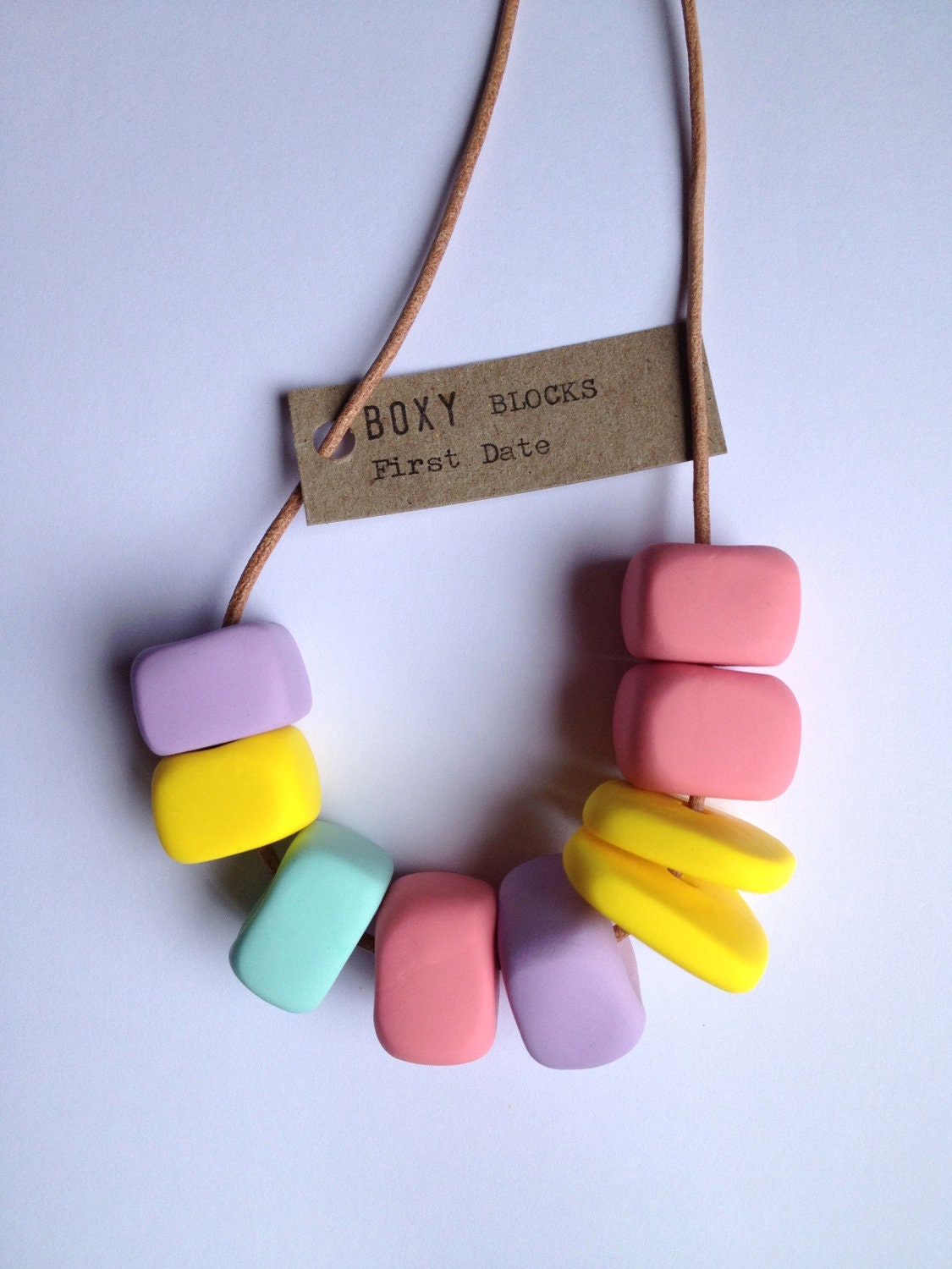 FIRST DATE Large Bead Necklace - Yellow, pink, lilac and mint