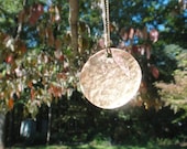 Hammered metal disk, Streesed out, can be worn as bracelet or necklace,& add text for sentamental value