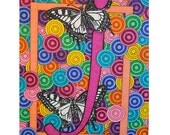 small initial art print "Butterfly J" alphabet 5 x7 reproduction