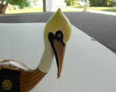 Hand Carved Wood Pelican on a Golf Club
