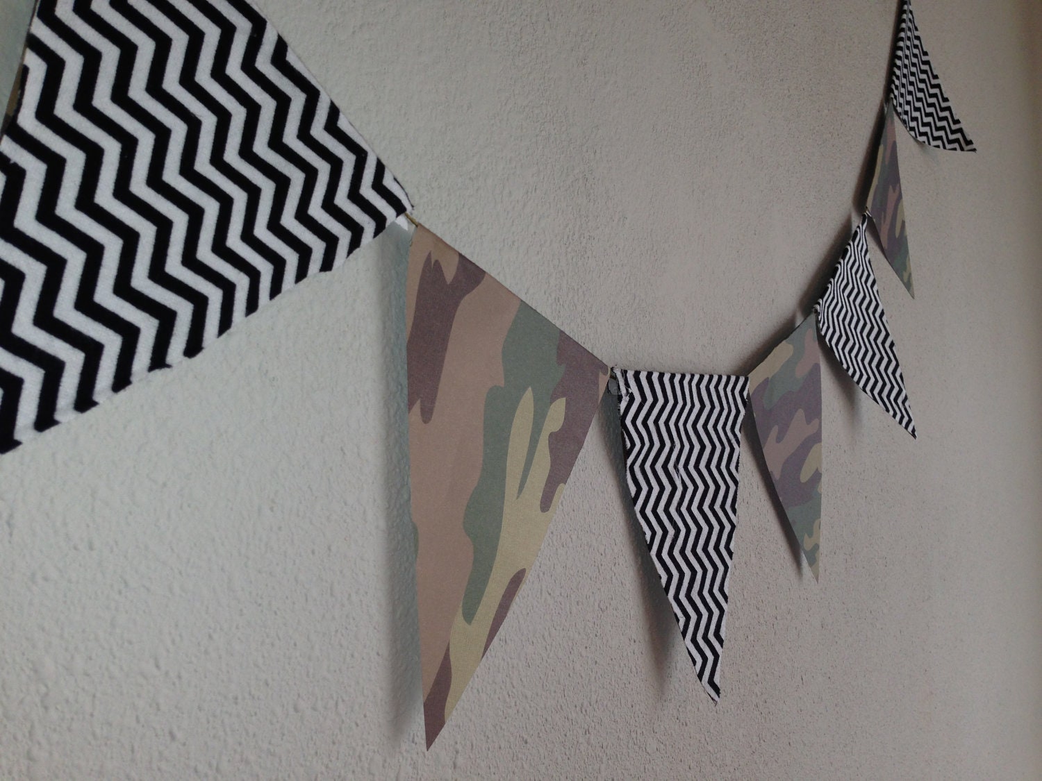 Chevron and Camouflage Print Banner- Birthdays Baby Showers Party Decor