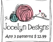 Three (3) CROCHET PATTERNS hat infinity cowl eternity scarf headband women crochet for 12.99