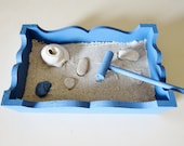 Mini Zen Garden Decor - Beach Office Decor Desk Garden - Beach Decor Ocean Blue Decor Mindfulness Desk Accessories