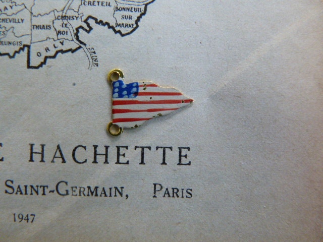 Vintage French Hand Painted Stars and Stripes Flag Second World War
