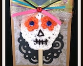 Day of the dead Catrina crochet skull card  ----Free shipping----
