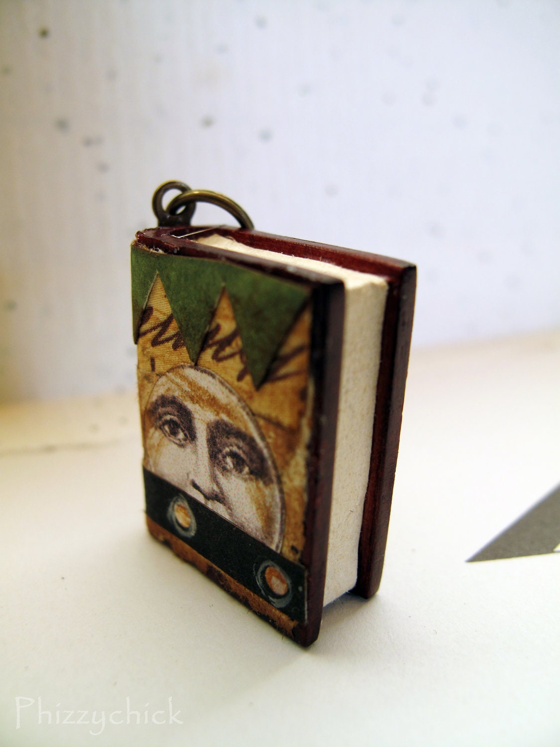 Book Charm Pendant - Peeking Moon