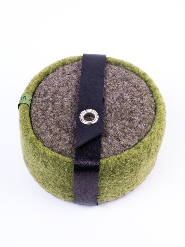 Coaster and Bowl Set - Felted Wool - Moss, Acid Green, Brown