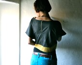 Boxy top - oversized cropped tshirt - boat neck wool tank top - maternity - plus size