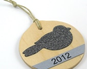 Personalized Christmas Ornament Midnight Black Bird Your Text - 2012 - Name Ornament - Our First Christmas - Wedding Christmas Ornament