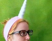 Narwhal Horn Headband - Stuffed Felt Tusk on Terrycloth Sweatband - One Size Fits All - Many Colors