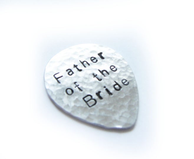 Hammered Guitar Pick Father of the Bride or Groom Hand Stamped Personalized Custom Accessory Gift for Groom Man Father Dad Wedding